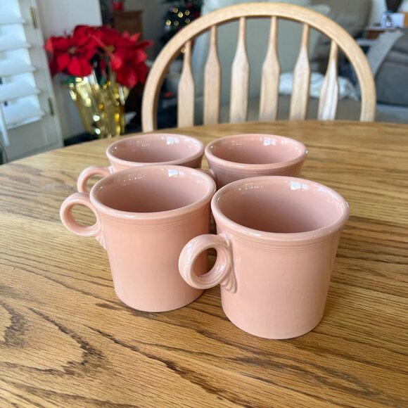 Vintage Fiesta Retired Apricot Ring Handled Mug Set of 4 Post 1986